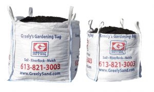 Greely Sand & Gravel is proud to introduce Greely's Gardening Bags. You can choose between a full 1 cubic yard bag OR a full 1/2 cubic yard bag.